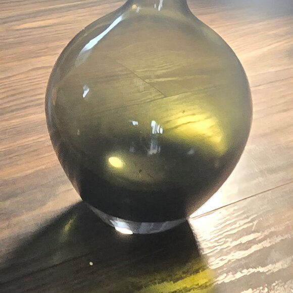 IKEA Hand-Blown Quality Smokey Green Bulbus Contemporary Style Bud Vase NWT - Picture 4 of 5